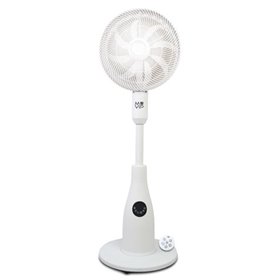 Ventilador de pedestal Muvip 80W com 8 pás, 7 velocidades, função de névoa, oscilação e luz LED - Branco