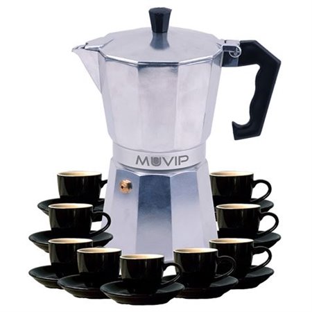 Cafeteira Muvip MV0605 em alumínio - Capacidade para 9 xícaras - Cabo ergonômico em baquelite resistente ao calor - Adequada par