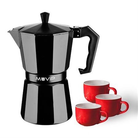 Cafeteira Muvip MV0606 em alumínio - Capacidade para 3 xícaras - Cabo ergonômico - Antiaderente - Adequada para fogões elétricos