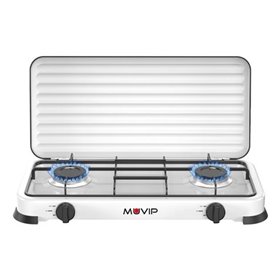 Fogão a gás Muvip Vulcano com 2 queimadores - Tampa protetora - Pés de borracha - Superfície esmaltada - Queimador removível - 5