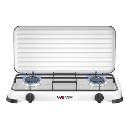 Fogão a gás Muvip Vulcano com 2 queimadores - Tampa protetora - Pés de borracha - Superfície esmaltada - Queimador removível - 5