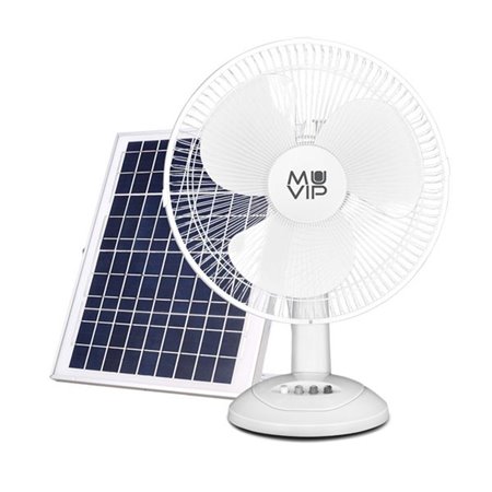 Ventilador de mesa solar Muvip - 15 W - 3 velocidades - Bateria de 8800 mAh - Cor branca