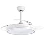 Ventilador de teto Muvip de 106 cm - 30 W - 4 pás retráteis - Luz LED integrada - Temporizador - 6 velocidades - Branco