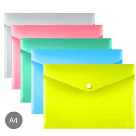 Bolsa 230x310mm A4 Envelope Fecho Botão Plástico Sortido 1un