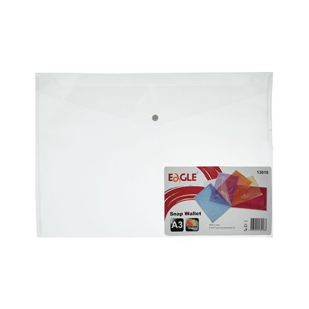 Bolsa 420x330mm A3 Envelope Fecho Botão Transparente