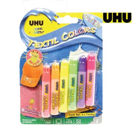 Marcador Tecidos Glitter Young Creativ 6 Cores x 7ml