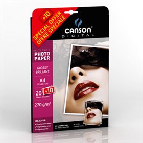 Papel 270gr Pack Promo Fotog Canson Ultimate Gloss  A4 20+10