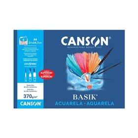 Papel Aguarela A4 370gr Canson Basik Minipack 6Fls