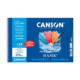 Bloco Aguarela A4+ 370gr Espiralado Canson Basik 10Fls