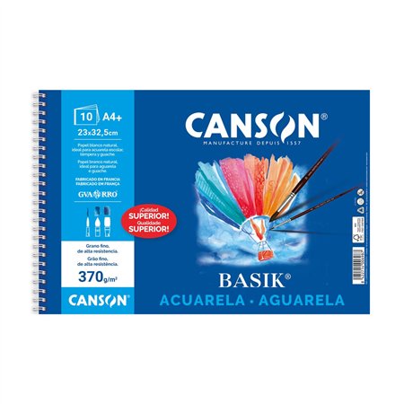 Bloco Aguarela A4+ 370gr Espiralado Canson Basik 10Fls