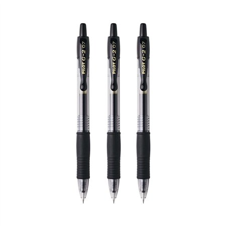 Esferográfica Gel Pilot G-2 Retrátil Preto 0,7mm 3un