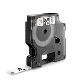 Fita 12mmx7m Preto/Branco Poliéster 45013