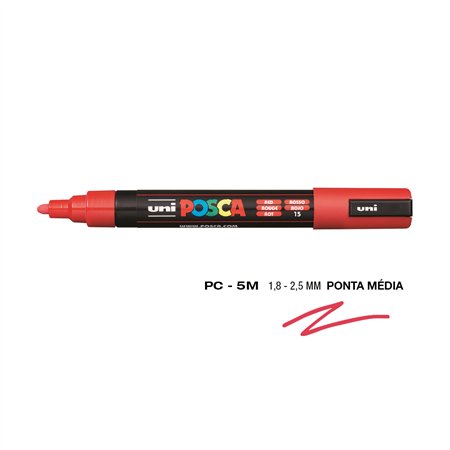 Marcador Uniball Posca PC-5M 1,8mm Vermelho (15) 1un