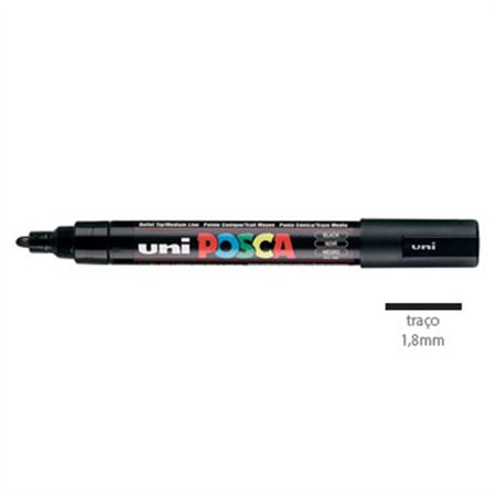 Marcador Uniball Posca PC-5M 1,8mm Preto (24) 1un