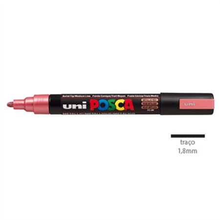 Marcador Uniball Posca PC-5M 1,8mm Vermelho Metal (M15) 1un