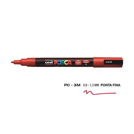 Marcador Uniball Posca PC-3M 0,9mm Vermelho (15) 1un