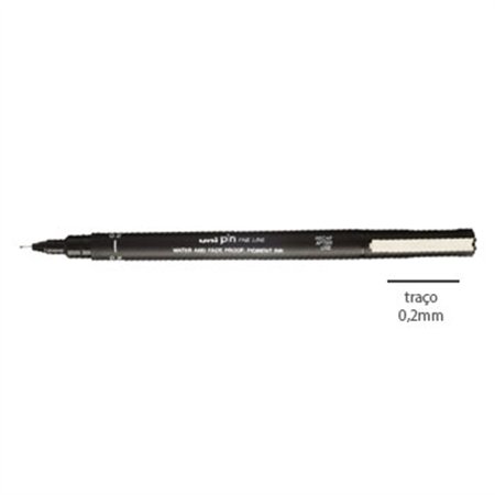 Marcador Fino Uniball Calibrado PIN 0,2mm Preto 1un