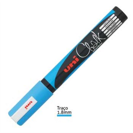 Marcador Giz UNI PWE-5M 1,8-2,5mm Azul Claro 1un