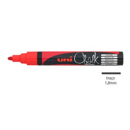 Marcador Giz UNI PWE-5M 1,8-2,5mm Vermelho 1un