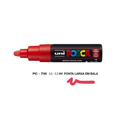 Marcador Uniball Posca PC-7M 4,5mm Vermelho (15) 1un