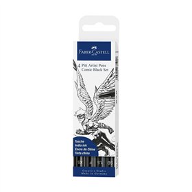 Marcador Artístico Pitt Faber-Castell Comic Preto 4 Cores