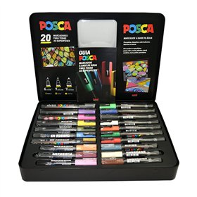 Mala Metálica Marcadores Sortidos Uniball Posca 20un