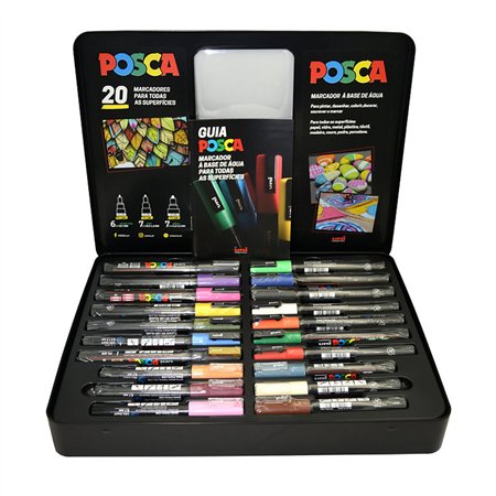 Mala Metálica Marcadores Sortidos Uniball Posca 20un