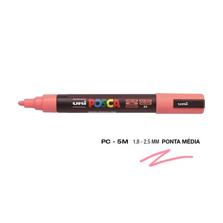 Marcador Uniball Posca PC-5M 1,8mm Rosa Coral (66) 1un