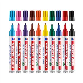 Marcador Permanente Grosso Edding 3000 10 Cores 1,5-3mm 10un