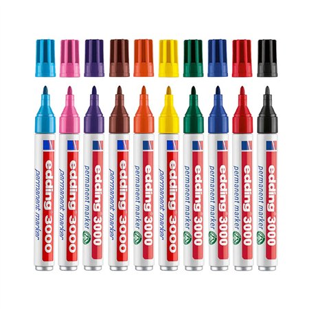 Marcador Permanente Grosso Edding 3000 10 Cores 1,5-3mm 10un