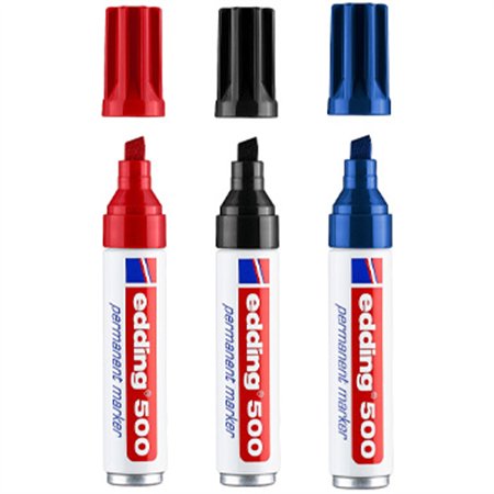 Marcador Permanente Grosso Edding 500 2-7mm 3 Cores 3un
