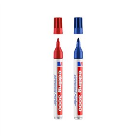 Marcador Permanente Grosso Edding 3000 Azul/Vermelho Blister