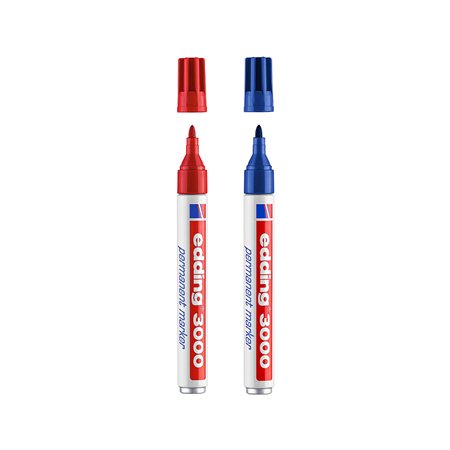 Marcador Permanente Grosso Edding 3000 Azul/Vermelho Blister