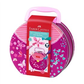 Marcador Feltro Faber Castell Connector Mala Borboletas 33un