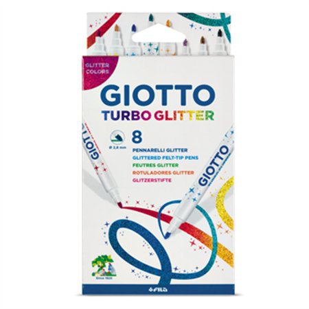 Marcador Feltro  08un Giotto Turbo Glitter