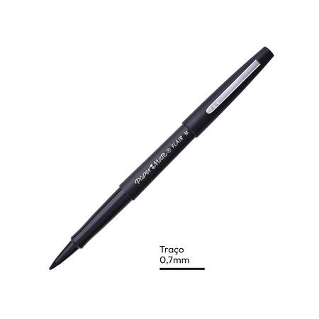 Marcador Médio Paper Mate Flair 0,7mm Preto 1un