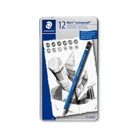 Lápis Grafite 100 G12 STAEDTLER Mars Lumograph Cx Metal 12un