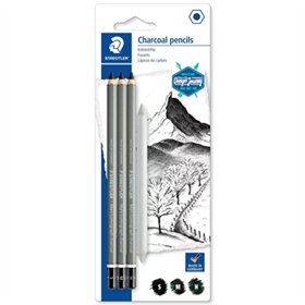 Lápis Carvão 100C STAEDTLER Charcoal + Esfuminho 3un