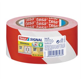 Fita Adesiva PP Sinalização Vermelho/ Branco 50mmx66m