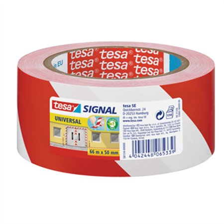 Fita Adesiva PP Sinalização Vermelho/ Branco 50mmx66m