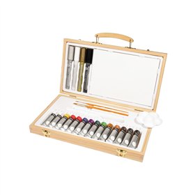 Conjunto Simply Set Acrílico Caixa de Madeira 26 Peças