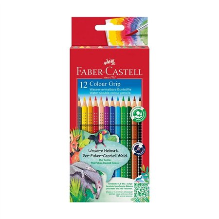 Lápis Cor Aguarelável 12un Cx Cartão Faber-Castell Grip