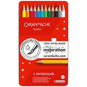Lápis Cor Aguarelável 12un Cx Metal Caran DAche Swisscolor