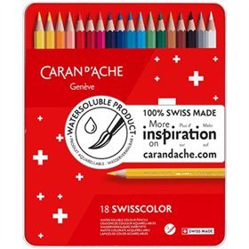 Lápis Cor Aguarelável 18un Cx Metal Caran DAche Swisscolor