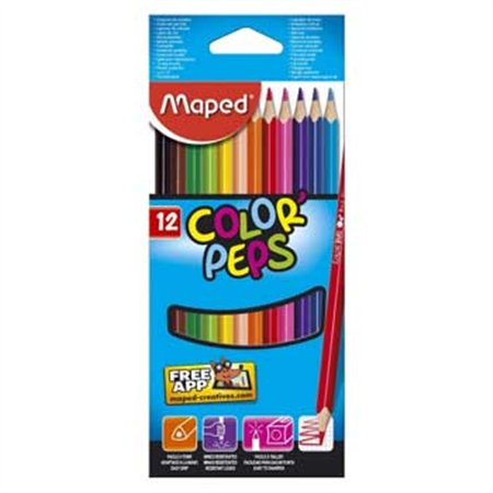 Lápis Cor 12un Cx Cartão Maped Peps Long 20cm