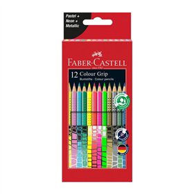 Lápis Cor 12un Cx Cartão Faber-Castell Grip Pastel/Neon 18cm