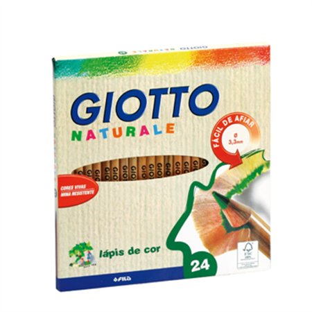 Lápis Cor 24un Cx Cartão Giotto Natural 18cm