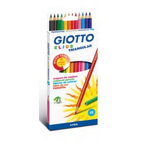 Lápis Cor 12un Cx Cartão Giotto Elios Triangular 18cm