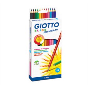 Lápis Cor 24un Cx Cartão Giotto Elios Triangular 18cm