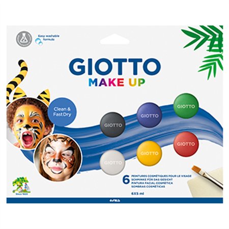 Pintura Facial Pincel Esponja Giotto Clássicas 6 Cores